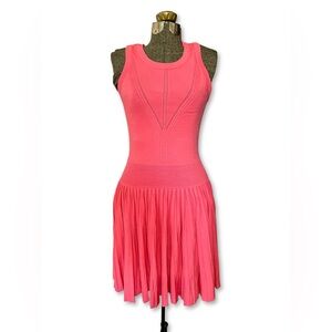 MILLY Vintage Y2K Pink Knit Mini Dress Pleated Fit Flare Coquette Preppy Barbie